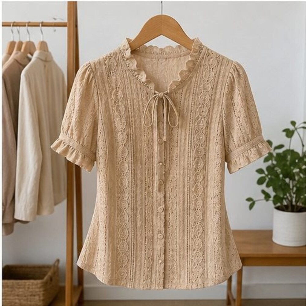 Sand Smocked Top